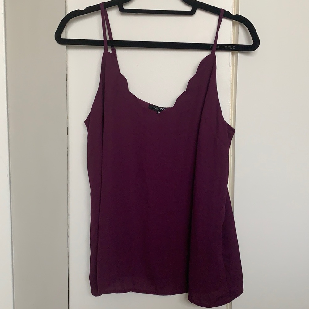 Scalloped spaghetti strap top